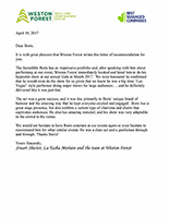 Weston Forest Reference Letter