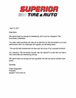 Superior Tire Reference Letter
